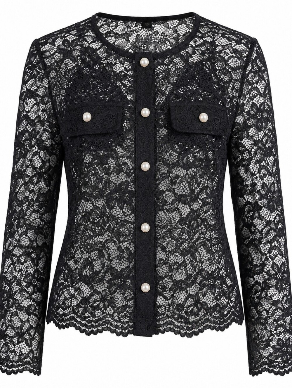 LOFT | Whimsigoth Black Lace Pearl Button Goth Dark Fairy Top Jacket | XL